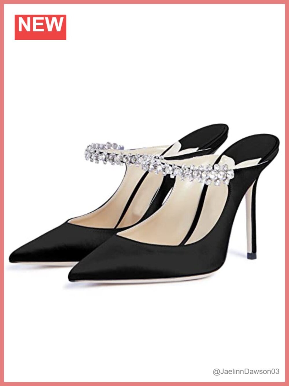 Women's Rhinestone Mules Pointy Toe Stiletto Heels Wedding Party Slip On Patent